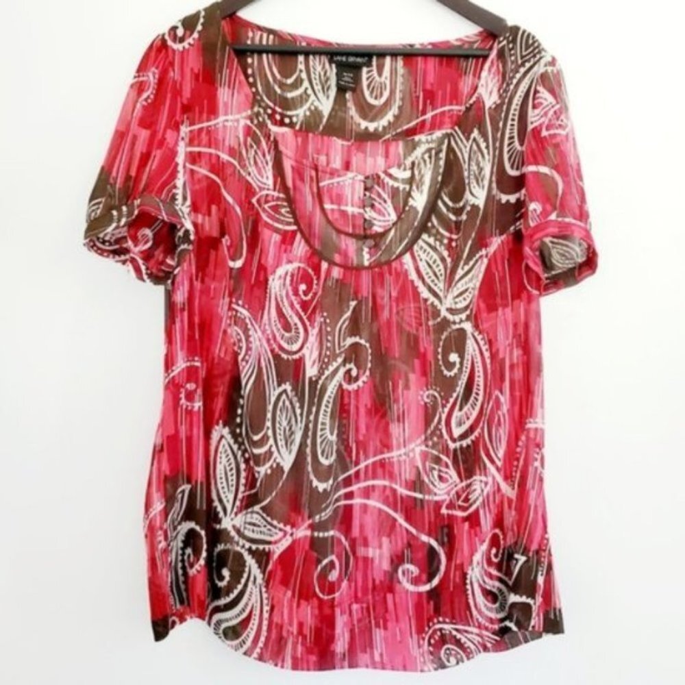 Lane Bryant Coord Set Women's Plus Size 18/20 Floral Pullover Round Neck top